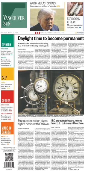 Cover of Vancouver Sun