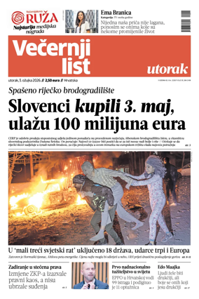 Cover of Vecernji list - Hrvatska