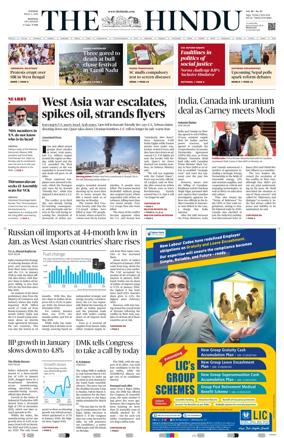 Cover of The Hindu (Madurai)