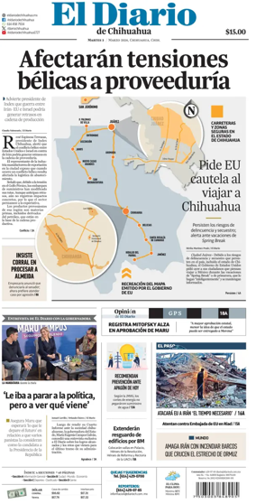 Cover of El Diario de Chihuahua