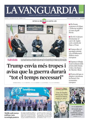 Cover of La Vanguardia (Catala)