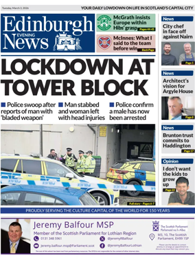 Cover of Edinburgh Evening News