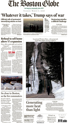 Cover of The Boston Globe