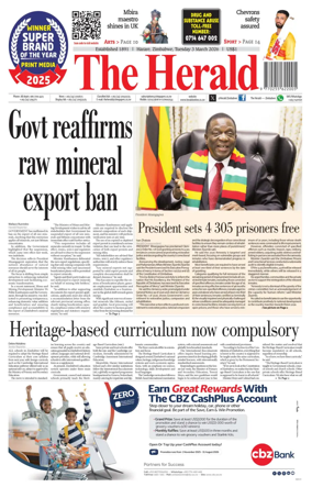Cover of The Herald (Zimbabwe)