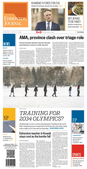 Cover of Edmonton Journal