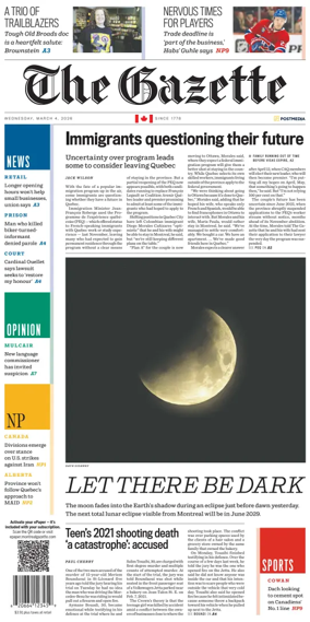 Cover of Montreal Gazette