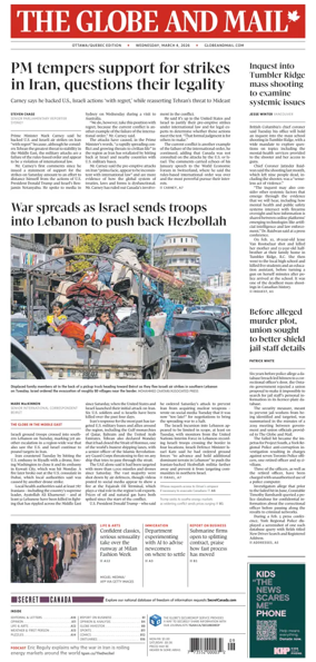 Cover of The Globe and Mail (Ottawa/Quebec Edition)
