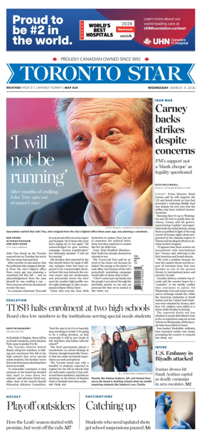 Cover of Toronto Star