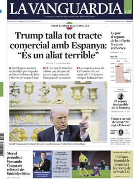 Cover of La Vanguardia (Catalonia - 1st edition)