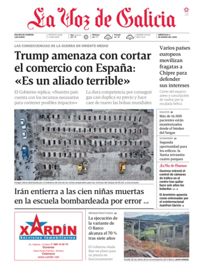 Cover of La Voz de Galicia (Ourense)