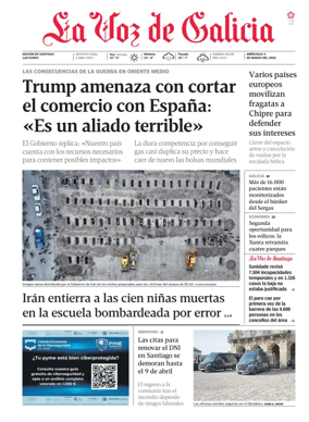 Cover of La Voz de Galicia (Santiago)