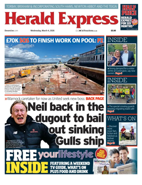 Cover of Herald Express (Torbay Brixham & South Hams Edition)