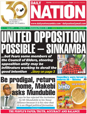 Cover of Daily Nation Newspaper