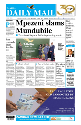 Cover of Zambia Daily Mail