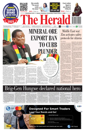 Cover of The Herald (Zimbabwe)