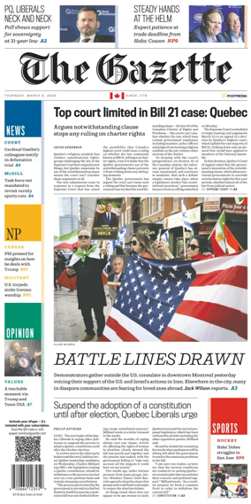 Cover of Montreal Gazette