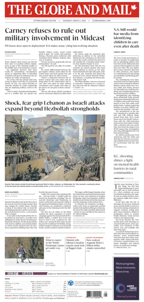 Cover of The Globe and Mail (Ottawa/Quebec Edition)