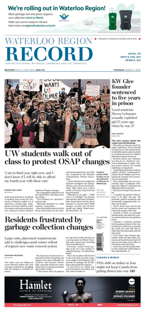 Cover of Waterloo Region Record