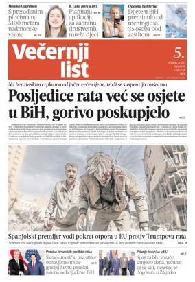 Cover of Vecernji list BiH