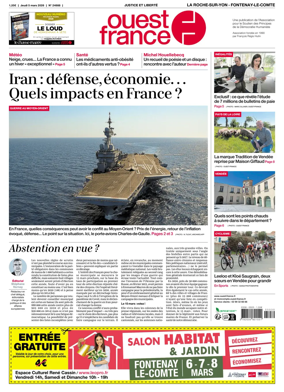 Cover of Ouest France (La Roche-sur-Yon - Fontenay-le-Comte)