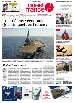 Cover of Ouest-France (Quimper Centre-Finistere)