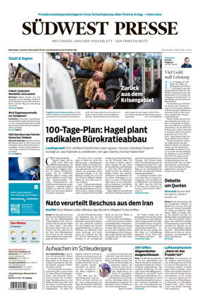 Cover of Sudwest Presse - Metzinger Uracher Volksblatt - Der Ermstalbote