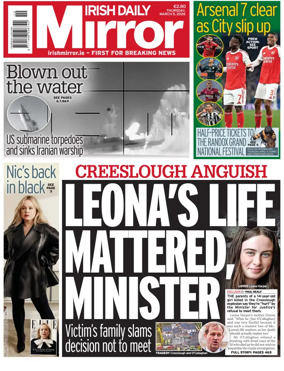 Cover of Irish Daily Mirror