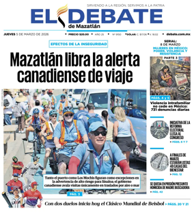 Cover of El Debate de Mazatlan