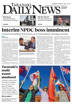 Cover of Taranaki Daily News