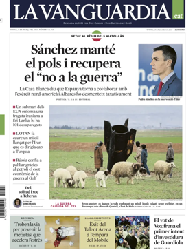 Cover of La Vanguardia (Catalonia - 1st edition)