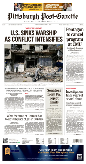 Cover of Pittsburgh Post-Gazette