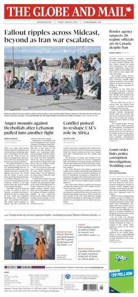Cover of The Globe and Mail (Ontario Edition)