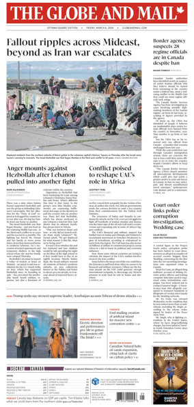 Cover of The Globe and Mail (Ottawa/Quebec Edition)