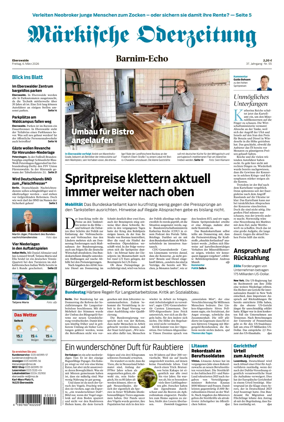 Cover of Markische Oderzeitung Eberswalde