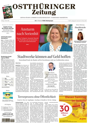 Cover of Ostthuringer Zeitung (Landkreis Saalfeld-Rudolstadt)