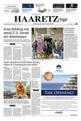 Cover of Haaretz english edition (Friday)