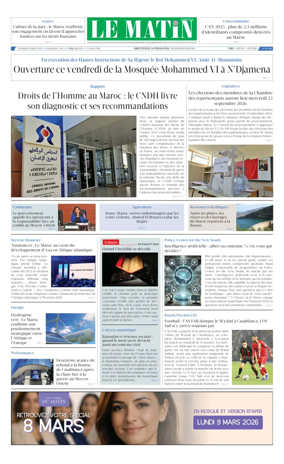 Cover of Le Matin (Morocco)