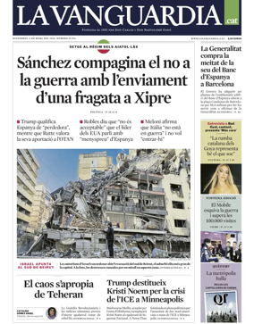 Cover of La Vanguardia (Catalonia - 1st edition)