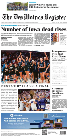 Cover of The Des Moines Register