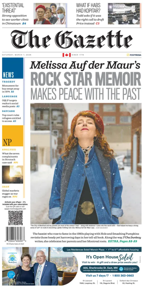 Cover of Montreal Gazette