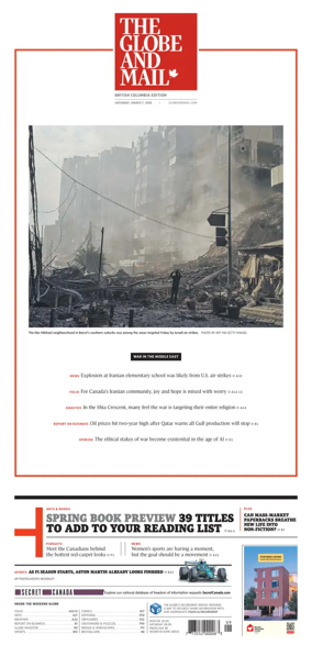 Cover of The Globe and Mail (BC Edition)