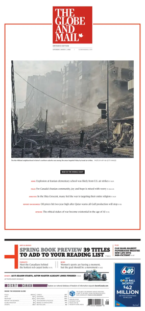 Cover of The Globe and Mail (Ontario Edition)