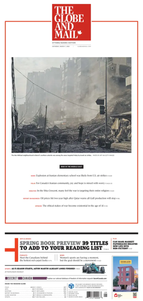 Cover of The Globe and Mail (Ottawa/Quebec Edition)