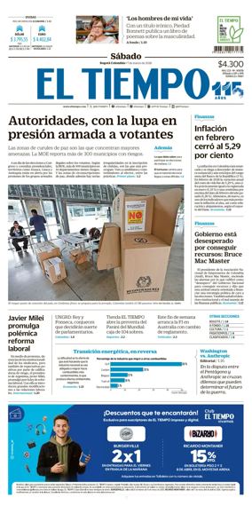 Cover of El Tiempo (Bogota)