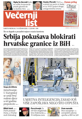 Cover of Vecernji list BiH