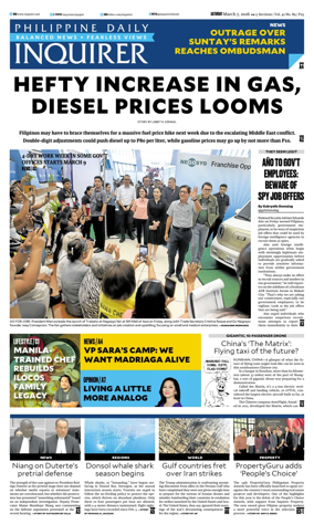 Cover of Philippine Daily Inquirer