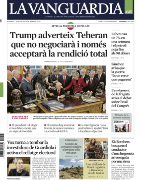 Cover of La Vanguardia (Catalonia - 1st edition)