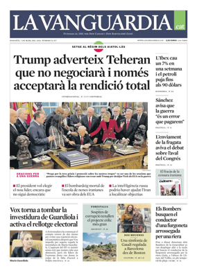 Cover of La Vanguardia (Catala)