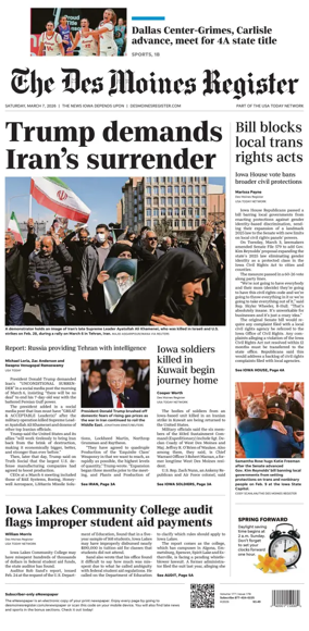 Cover of The Des Moines Register