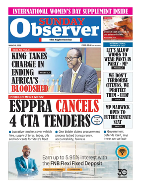 Cover of Sunday Observer (Eswatini)